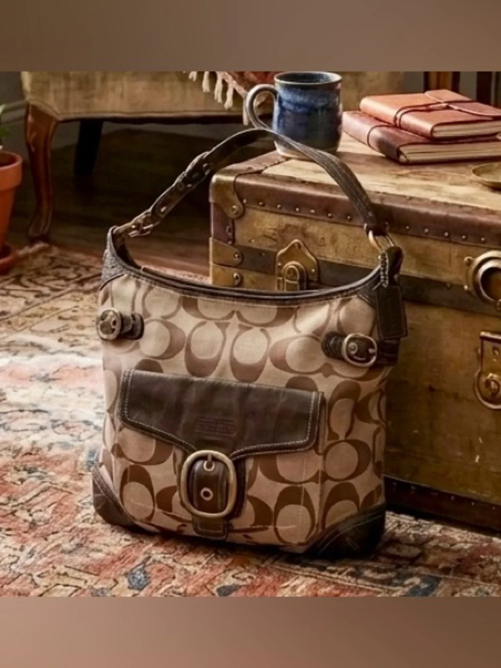 Vintage Coach Bleecker Signature Pocket Hobo Bag 12391 – Dark Bronze & Khaki